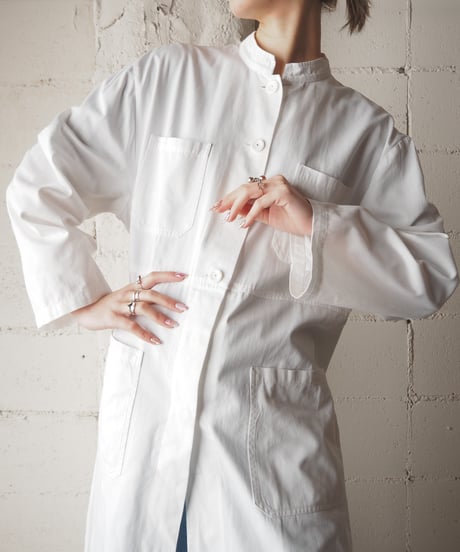 Stand Collar Long Work Coat WH