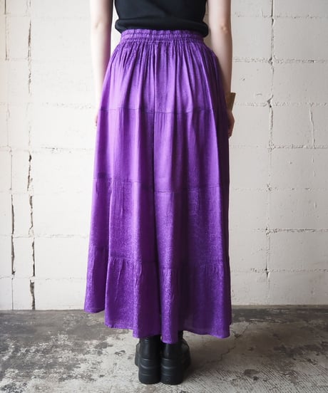 Shadow Paisley Tiered Skirt PUR