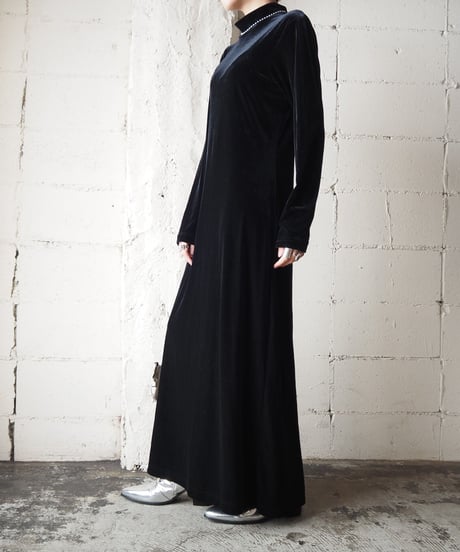 Mock Neck Velour Dress BK