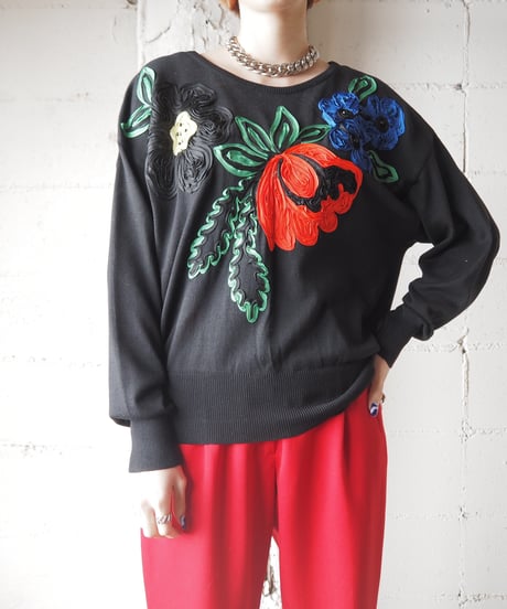 ESCADA Flower Embroidery Knit BK