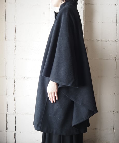 Stand Collar Poncho Coat BK