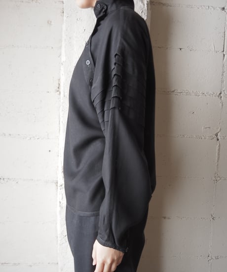 French Connection Tuck Sleeve Stand Collar Shirt BK