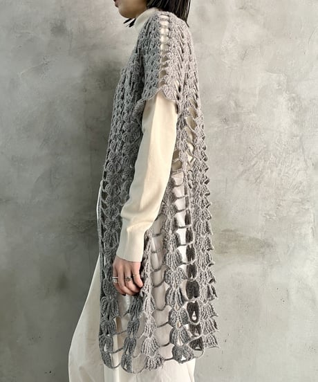 Crochet Knit Buttonless Cardigan GR