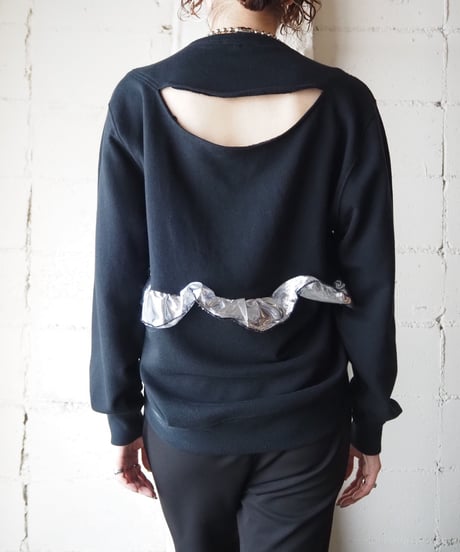REMAKE Slashed×Metalic Frill Sweat BKSV