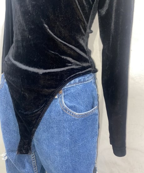 Velour Turtle Neck Body Suit BK