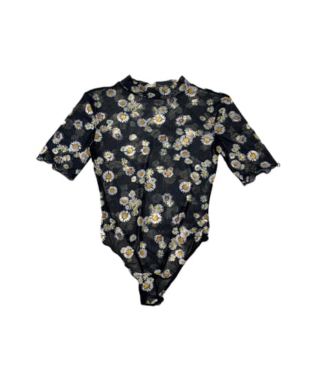 Flower Pattern Sheer Bodysuits BK