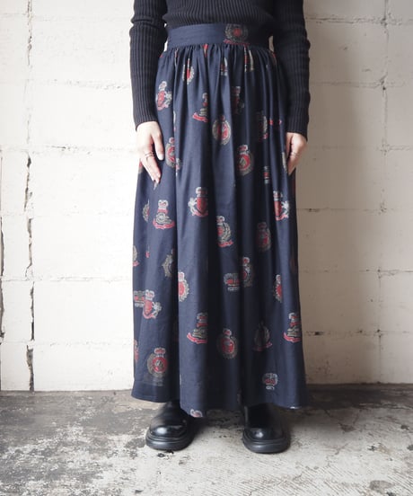 Emblem Pattern Flared Skirt NVRE