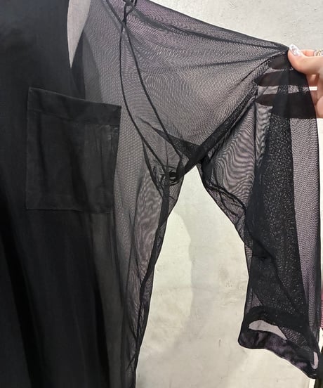 L/S Sheer Shirt Dress BK