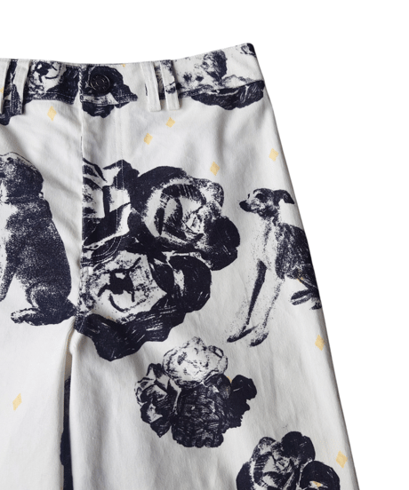 BIMBA Y LOLA Dog&Rose Print Cords Pants WH