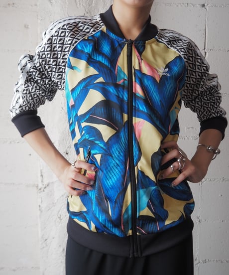 adidas Leaf×Geometric Pattern Track Jacket BLYEBKWH