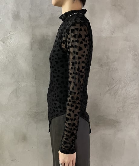 Sheer Hart Pattern Bodysuits BK