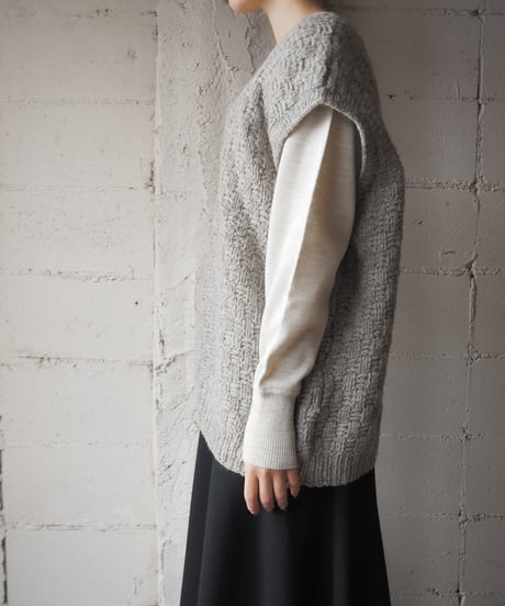 Vneck Oversized Knit Vest GR