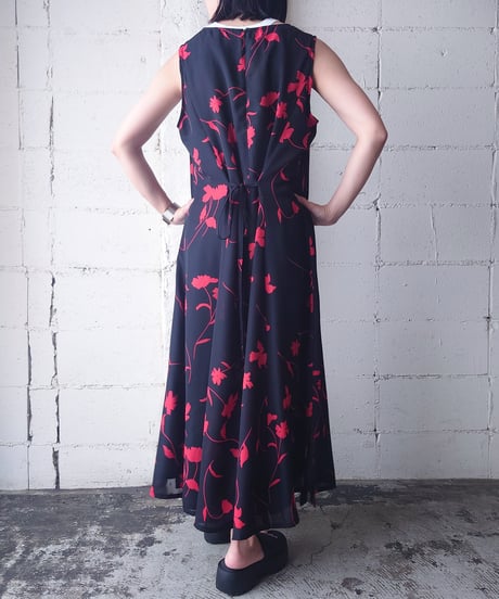 Sleeveless Flower Pattern Dress BKPI