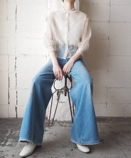Round Collar Sheer Lace Blouse IV