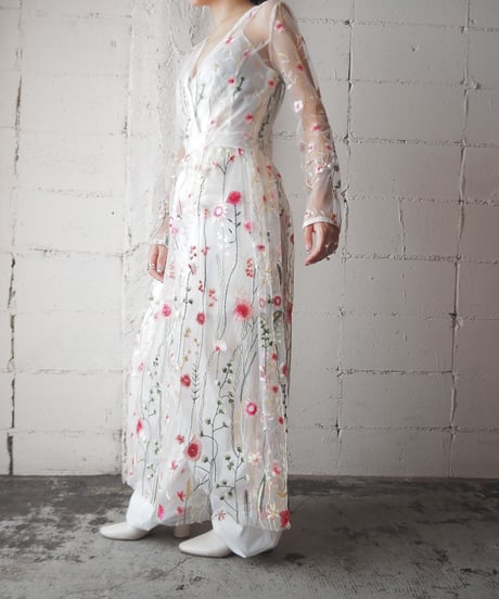 Flower Embroidery Tulle Dress WH