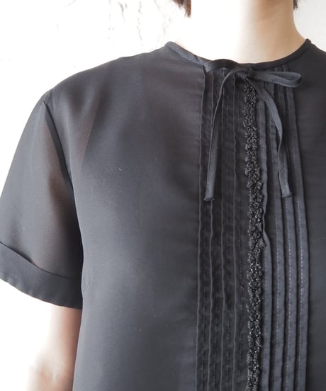 1960's  EURO Beads Front Design Blouse BK