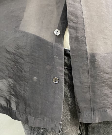 LE JEAN DE MARITHE + FRANCOIS GIRBAUD Frill Pocket Fly Front Sheer Shirt BK