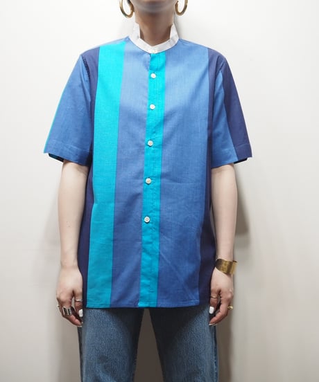 Wing Collar  Stripe  Shirt BL