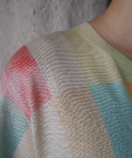 Block Pattern Short Sleeve Knit WHLGNOR