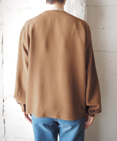Asymmetric Design Collarless Silk Blouse BR