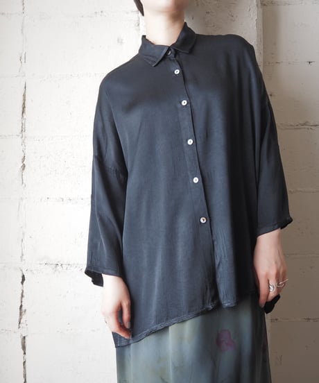 Roll Up Sleeve Satin Shirt BK