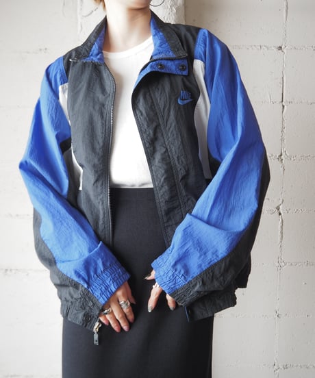 NIKE Stand Collar Nylon Jacket BKPURWH