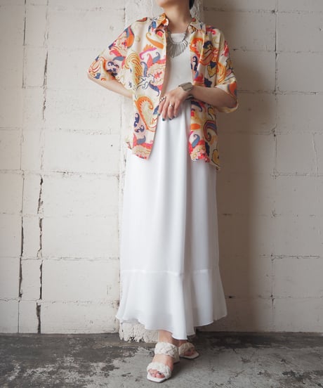 Flared Hem Easy Long Skirt WH