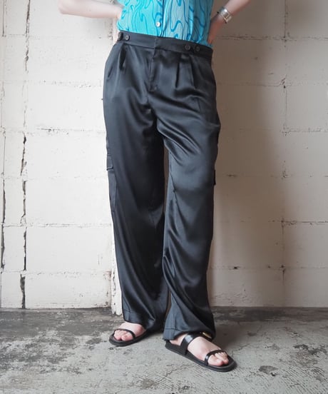 Shiny Satin Cargo Pants BK