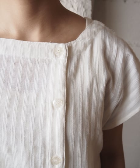 1980's Square Neck Stripe Blouse