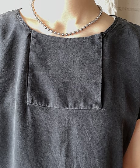 1980's Front Design Bicolor Blouse BK PUR