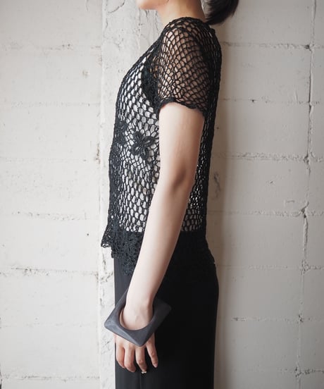 Crochet Short Sleeve Knit BK