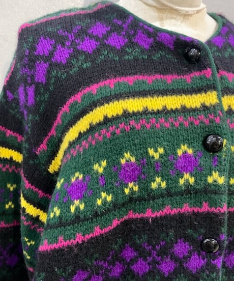 UNITED COLORS OF BENETTON Wool Pattern Cardigan BKGNPUR