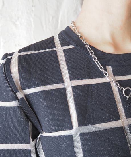 BALENCIAGA Windowpane Short Sleeve Knit BKWH