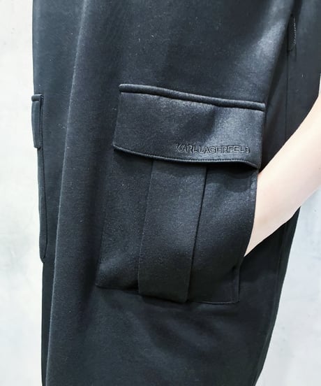 KARL LAGERFELD Sleeveless Pockets Dress BK