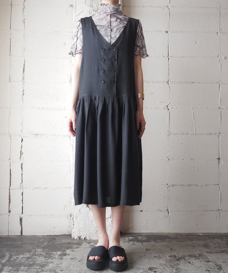 Double Button N/S rayon dress BK