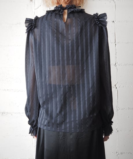 Shadow Strip Frill Design Blouse BK