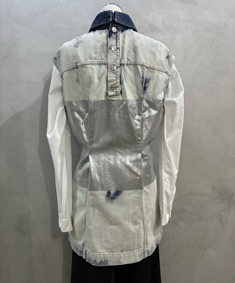 DIESEL N/S Metallic × Bleach Denim Dress WHSVNV
