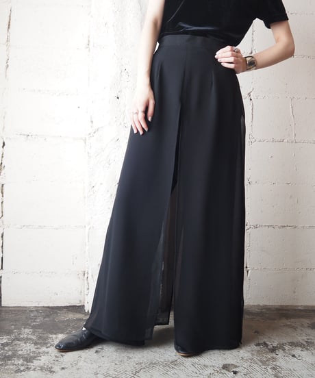 Sheer Layered Design Pants BK