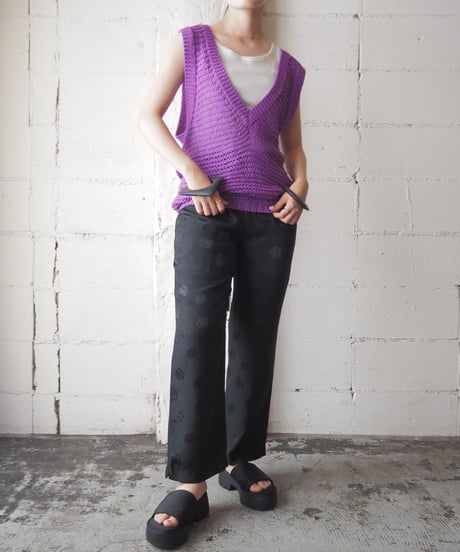 Chinese Emblem Silk Jacquard Easy Pants BK