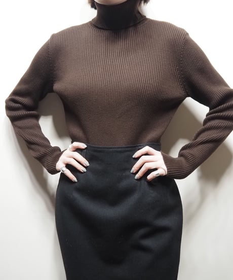 LAUREN Turtle Neck Rib Knit BR