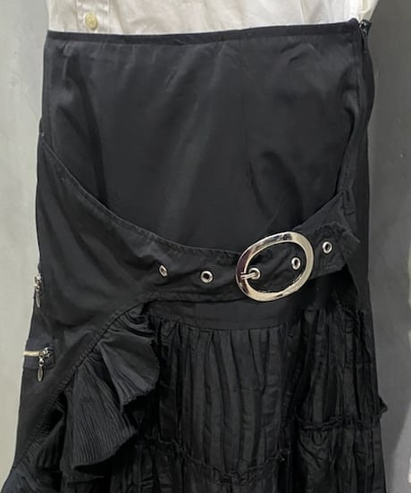 Belted Tiered Design Skirt BK