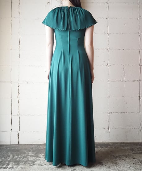 1970's Pleated Collar Long Dress GN