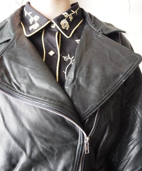 Dropped Shoulder Leather Riders Jacket BK