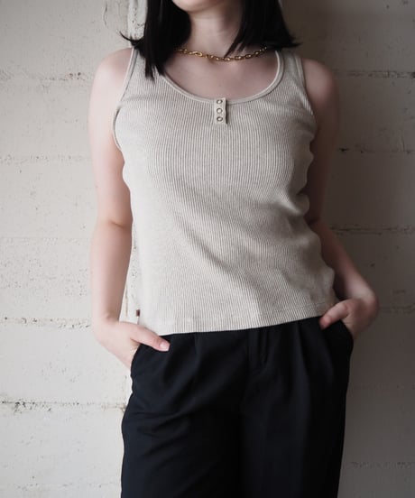 LAUREN Front Button Basic Tank Top BE