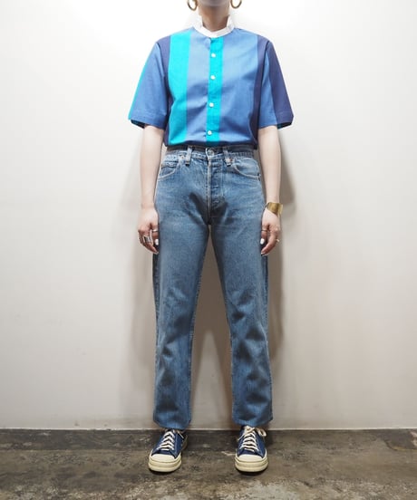 Wing Collar  Stripe  Shirt BL