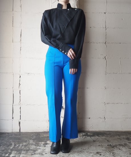 Asymmetric Design Stand Collar Shirt BK