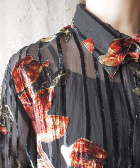Opal Velour Flower Pattern Shirt BKRE