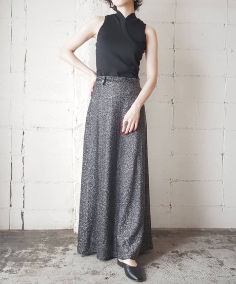 No Sleeve Stand Neck Tops BK