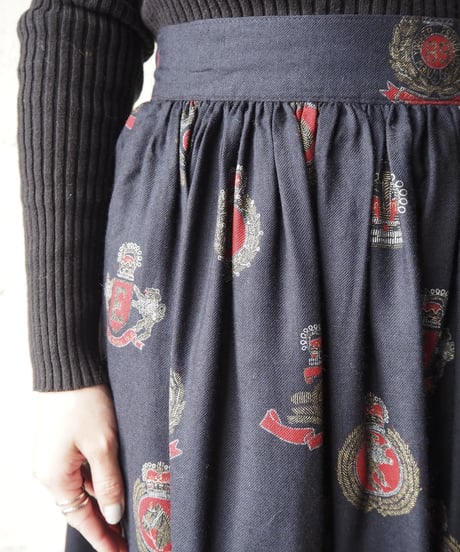 Emblem Pattern Flared Skirt NVRE