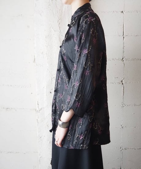 Flower Embroidery China Shirt BK